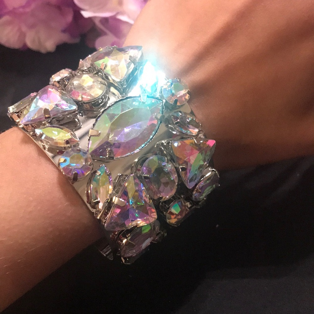 Iriedescent Jeweled Cuff AB Statement Piece
